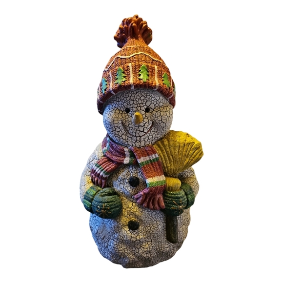 Vintage Handmade Papier MacheFestive Snowman Christmas Table Holiday Decor - Picture 1 of 7